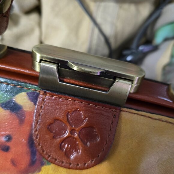 Patricia Nash Watercolor Butterfly Italian Leather Gracchi Satchel - Bag only - Picture 7 of 9